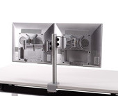 Befestigung für zwei Monitore mit kurzem und langem Bildschirmhalter Befestigung für zwei Monitore mit kurzem und langem Bildschirmhalter